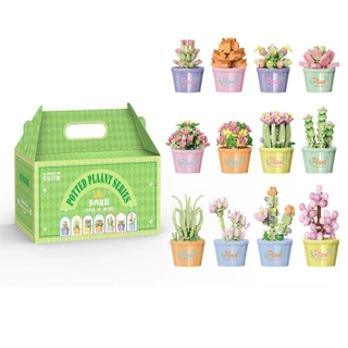 EXCE Succulent Potted รุ่น,ของเล่นเพื่อการศึกษาสาวอิฐของเล่นเด็กดอกไม้ Potted Building Block,บ้านโต๊ะตกแต่งพืช DIY Succulent Building Block ชุด