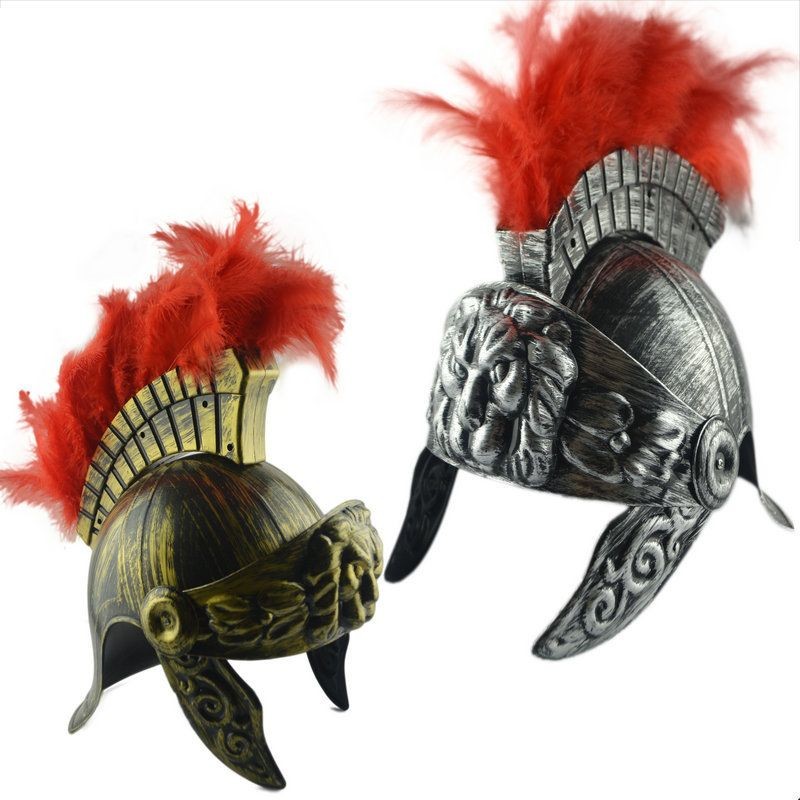 Plastic Warrior Helmet Spartan Hat Medieval Ancient Rome Retro Warrior Warrior Feather Lion Helmet