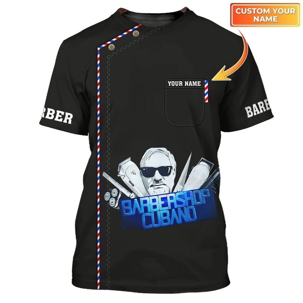 ใหม่ล่าสุดฤดูร้อนผู้ชายเสื้อยืดร้านตัดผมส่วนบุคคลชื่อ 3D พิมพ์ t เสื้อ Unisex Casual Tops คลาสสิกตัดผมชุด DW160