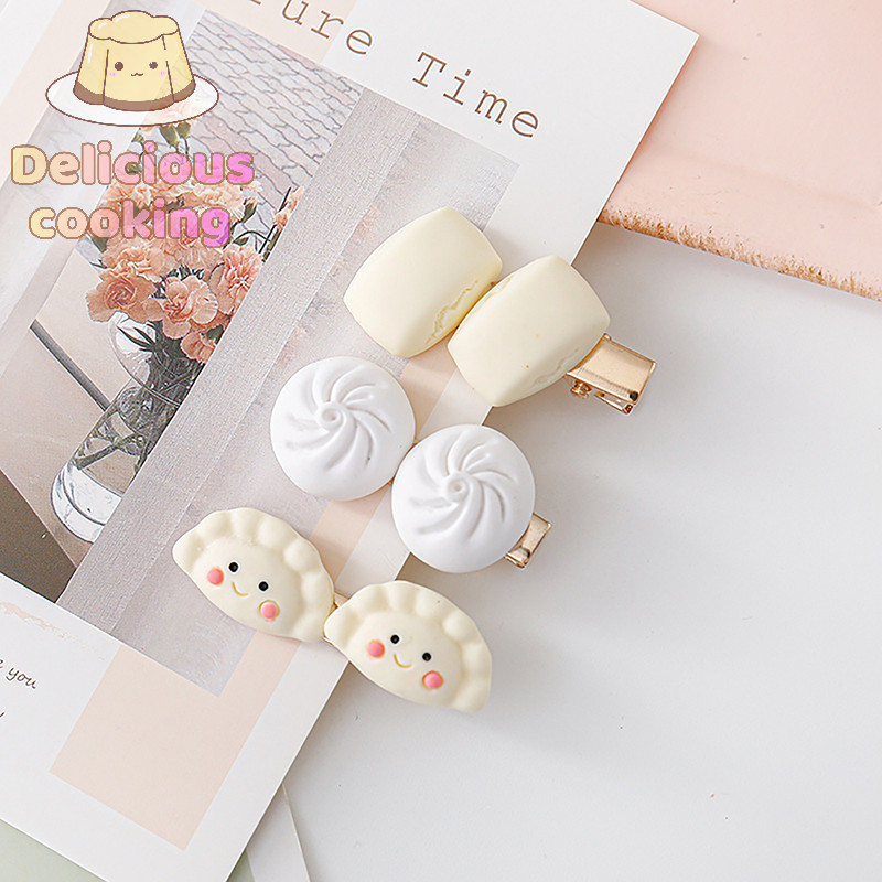 [ทําอาหารแสนอร่อย] ขนมปังอาหาร เกี๊ยว ซาลาเปานึ่งสําหรับผู้หญิงสาวเกาหลีด้านเล็ก BB กิ๊บน่ารักหวาน หมวก เครื่องประดับผม [ใหม่] - รูปที่ 2