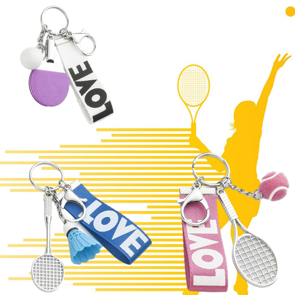 พวงกุญแจ จี้ไม้เทนนิส แบดมินตัน ปิงปองจําลอง เหมาะกับของขวัญ สไตล์สปอร์ต สําหรับผู้หญิง และผู้ชาย