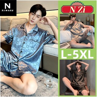 ชุดนอนแขนสั้น ผ้าไหม ผ้าซาติน ทรงหลวม พิมพ์ลายตัวอักษร ขนาดใ…