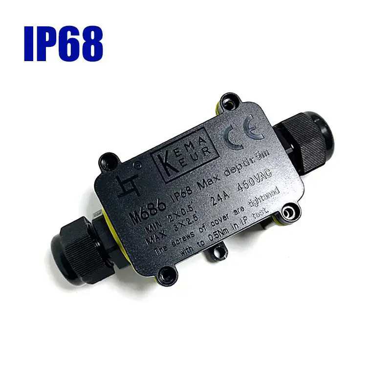 2/3 Way Outdoor Waterproof Junction Box IP68 LED Terminal Block 3P 6-12mm Electrical Wiring Accessor