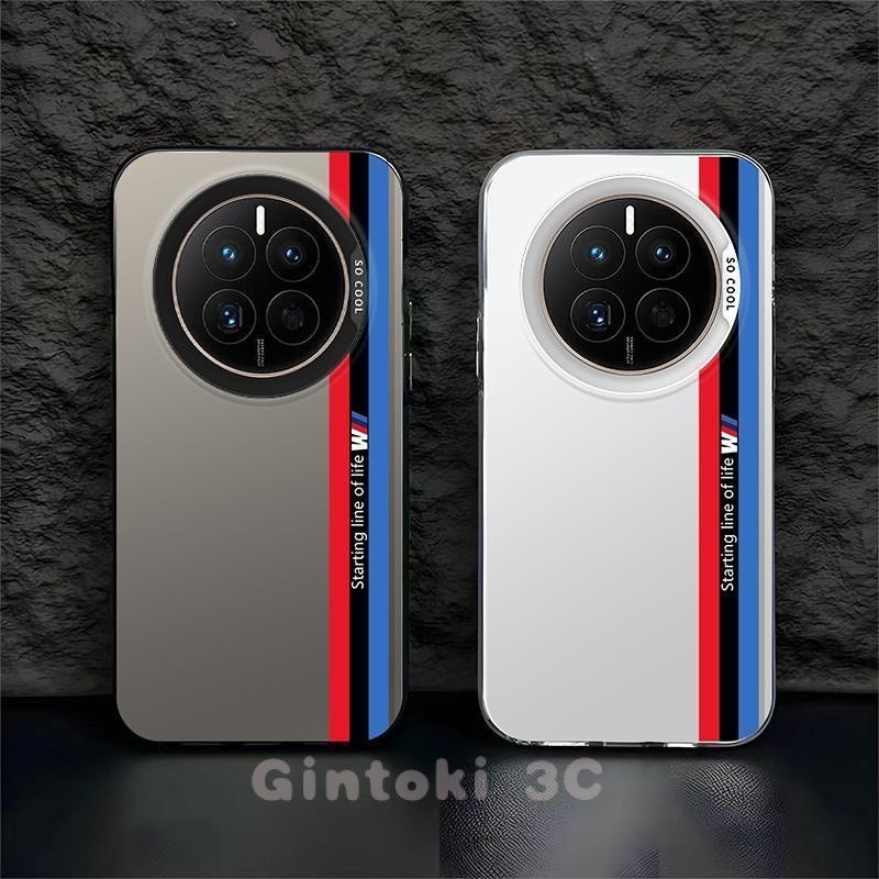 Huawei Mate 60 Pro 50 40 30 Pro P30 P40 P50 P60 เคส Racetrack เคสแข็ง เหมือนโลหะ หรูหรา สีเงิน เคลือบด้าน