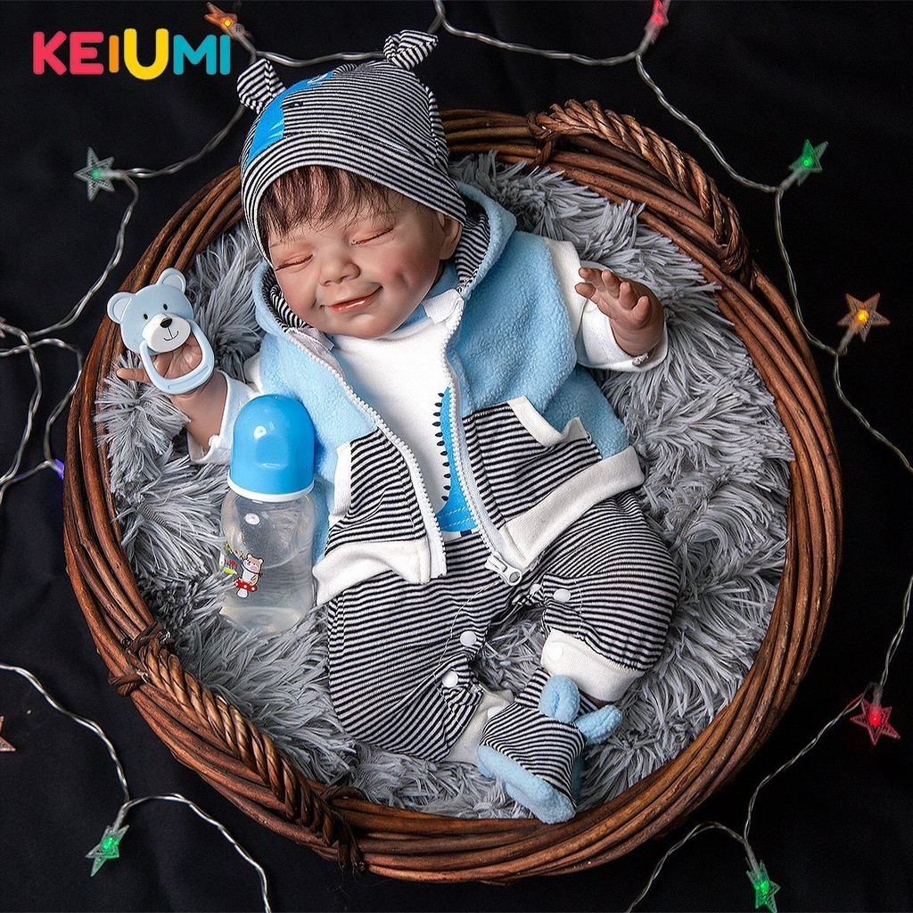 Skkeiumi แบบใหม่ 66.6 ซม. ปิดตา ผ้าร่างกาย ตุ๊กตาคลอด ซิลิโคนนิ่ม จําลอง เด็กทารก