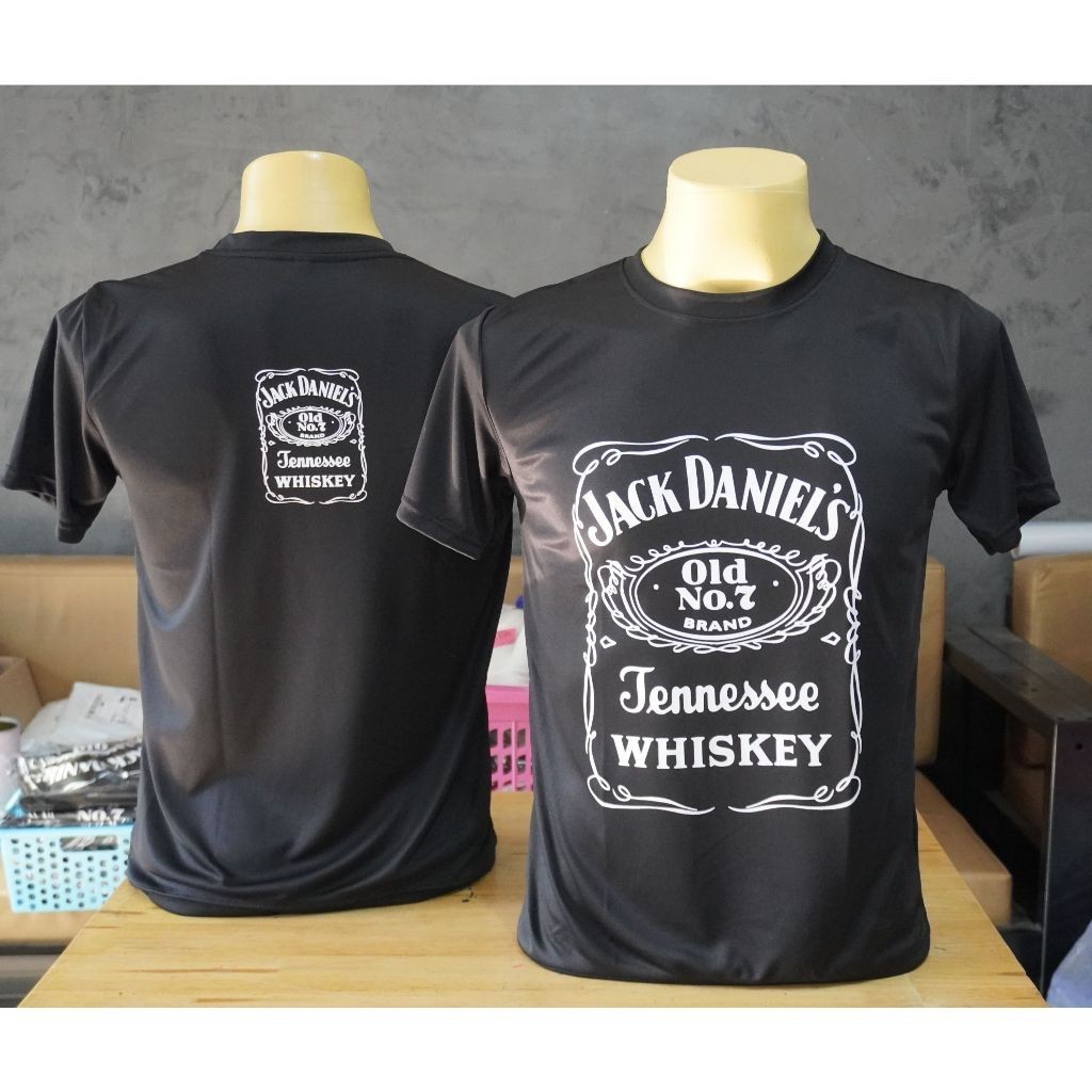 A008 เสื้อยืดคอกลม เสื้อยืดสกรีนลายวินเทจ jackdaniel สีดำสกรีนขาว มี5ไซส์ S M L XL 2XL งานจริงอย่างสวย