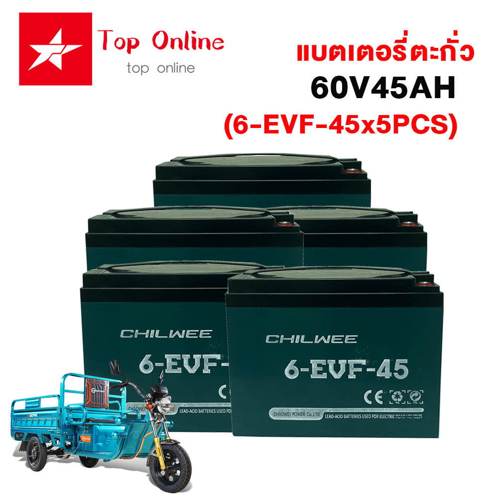 TOPONLINE แบตเตอรี่ตะกั่ว (แห้ง) สำหรับรถไฟฟ้า 12V45Ah  battery CHILWEE ขนาด รุ่น 6-EVF-45 แบตเตอรี่