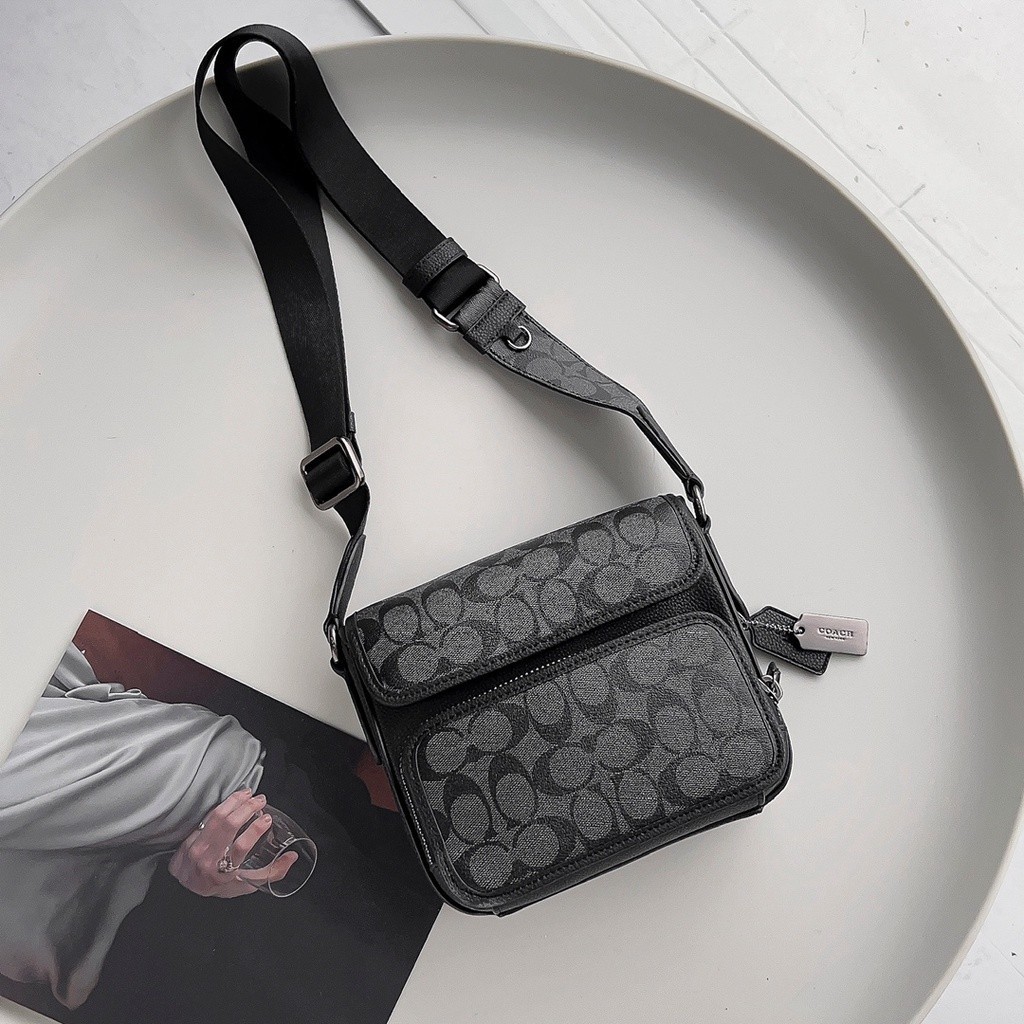 Sullivan Flap Crossbody Messenger C9870 สายสะพายไหล่ปรับระดับได้ กระเป๋า Coac h แท้ กระเป๋าสะพายข้าง ผู้ชาย