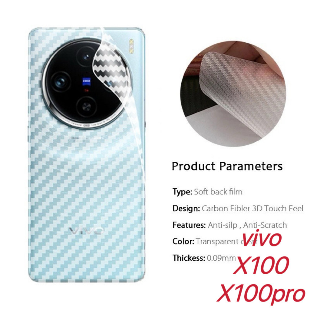 ฟิล์มกันรอยหลังกันรอยขีดข่วนด้านหลัง ฟิล์มหลังเคฟล่า สำหรับ vivo X100/ X100pro ฟิล์ม