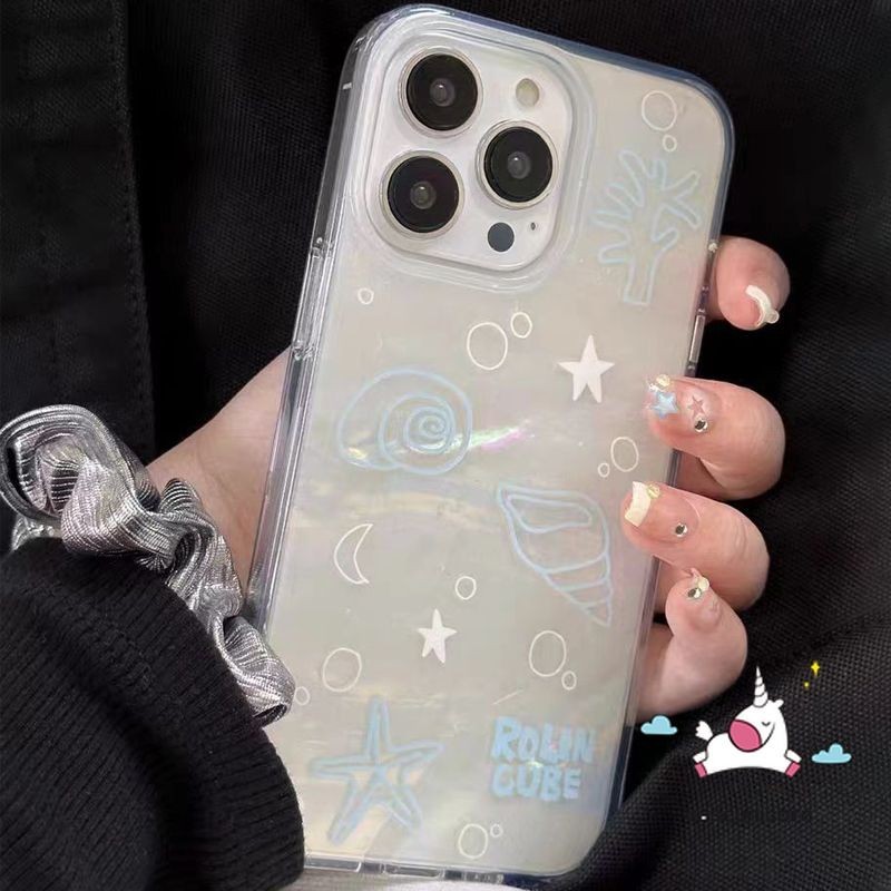 สําหรับ Redmi 9C 10 13C 12C 9T 9 10C 12 A1 9A 10A A2 หมายเหตุ 8 11 12 13 11s 10 10s 9 Pro Max Poco M3 X6 X5 Mi 12 11 Lite การ ์ ตูนภาพวาดโรแมนติก Conch Shell Luxury Pearl เคสการ ์ ด Luster