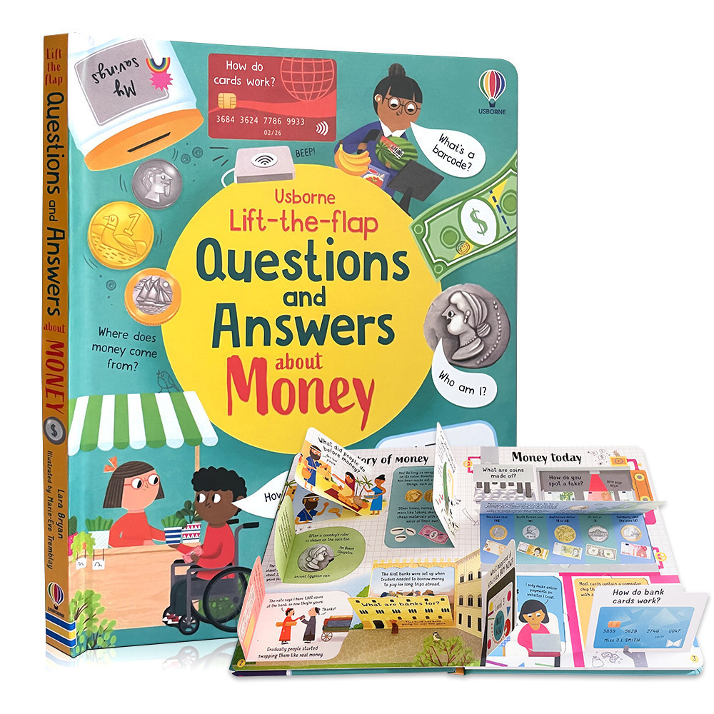 Usborne Lift-the-Flap Questions and Answers about Money Educational English Picture Book for Kids Children 3D Board Book