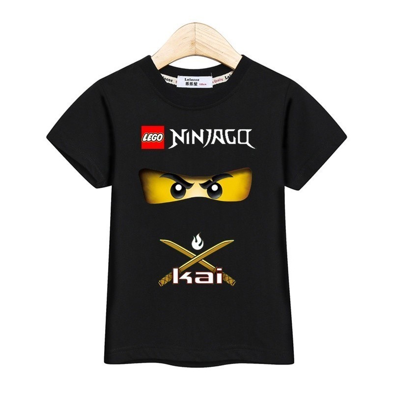 100-150cm 2024 Boys Cotton Shirt LEGO Ninjago Tops Kids Tshirt Short Sleeve Summer Tops