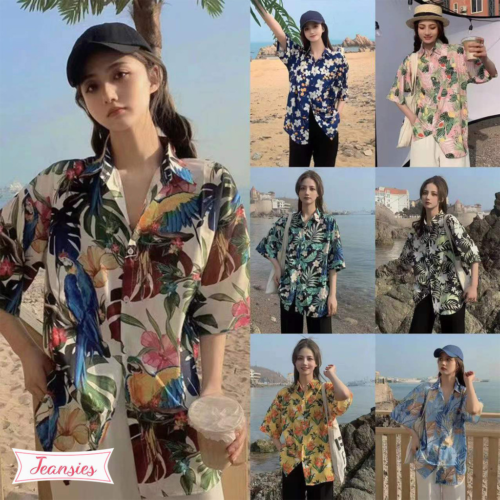 เสื้อเชิ้ตแขนสั้น เสื้อผ้าหาดทราย สไตล์ที่ดูดีเสื้อ สงกรานต์ ผู้หญิง