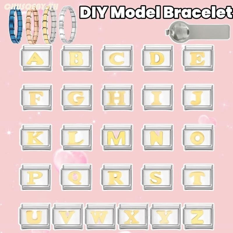 DIY ภาษาอิตาลี เสน่ห์ สร้อยข้อมือ ข้อต่อฟิตติ้ง 9 มม ตัวอักษรโมดูลสร ้ อยข ้ อมือ DIY การออกแบบรูปแบบแฟชั ่ นสร ้ อยข ้ อมือ Retro บุคลิกภาพโมดูลสร ้ อยข ้ อมืออุปกรณ ์ เสริม