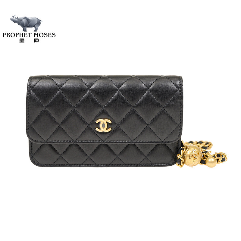 Moxi Chanel/Chanel New Women's Bag Single Shoulder Crossbody Diamond Sheepskin Mini Gold Button Handbag AP3071