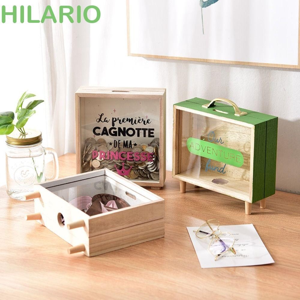Hilario ถังออมทรัพย์สแควร์ทนทานเดสก์ท็อปตกแต่งการถ่ายภาพ Prop เด็กความจุขนาดใหญ่กล่องเงิน