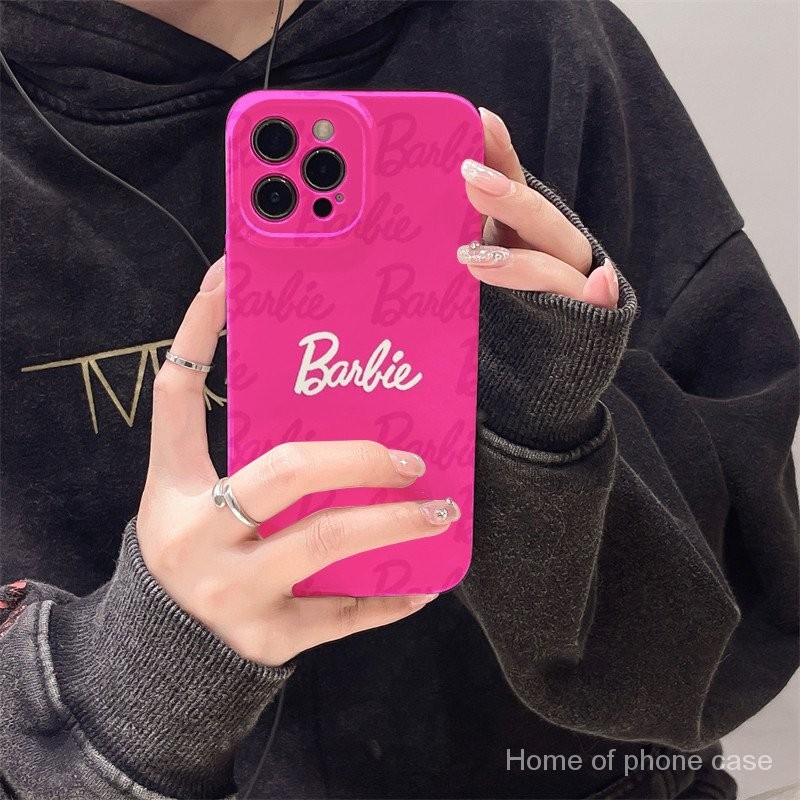 เคสโทรศัพท์ เหมาะสําหรับ iPhone 7 8 plus x xs xr xsmax 11 12 13 14 15 Pro max mini ins สีตุ๊กตาบาร์บี้ฟิล์ม Hard Case Shock-proof Shock-proof เคสป้องกัน