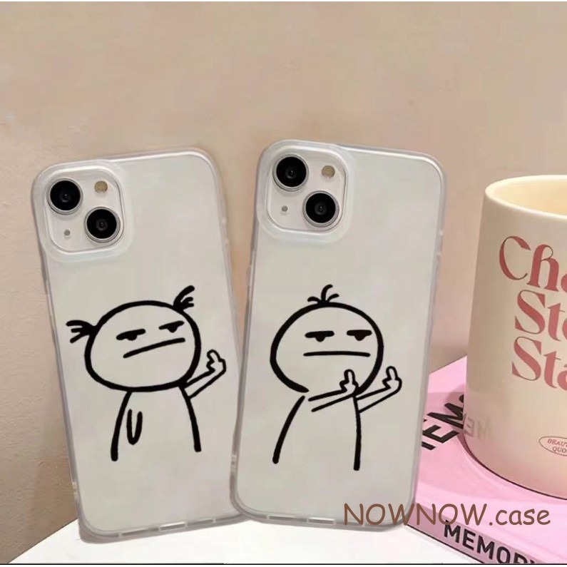 Ins เคสโทรศัพท์คู่โปร่งใสFrosted แปลกประหลาดและเคสโทรศัพท์ที่มีเส้นน่ารักเข้ากันได้สําหรับiPhone 15 14 13 12 11 Pro MAX X XR XS MAX 7 8 Plus Soft Cover