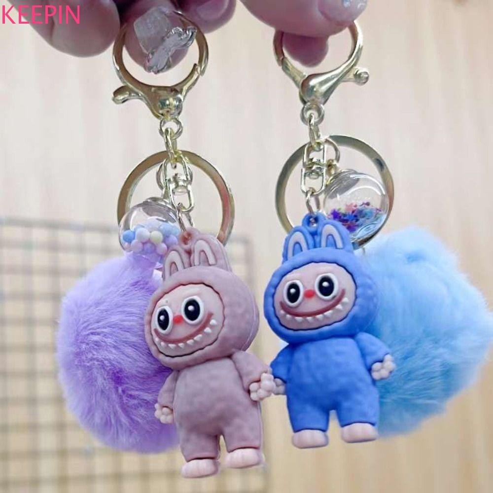 Keepin Labubu พวงกุญแจตุ๊กตา, Anti-lost กระเป๋าเป้สะพายหลัง Charms Labubu จี้ PVC, ทนทานการ์ตูนสร้างสรรค์ตลก Labubu ตุ๊กตา Surprise กล่องพวงกุญแจกระเป๋าตกแต่ง