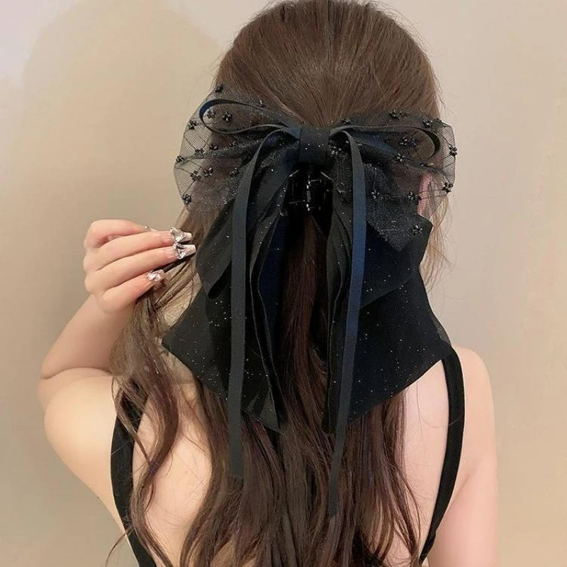 โบว ์ ตาข ่ าย Hairpin ผู ้ หญิงเกาหลีแฟชั ่ น Elegant ริบบิ ้ นผมคลิปอุปกรณ ์ เสริมผมสําหรับสาว