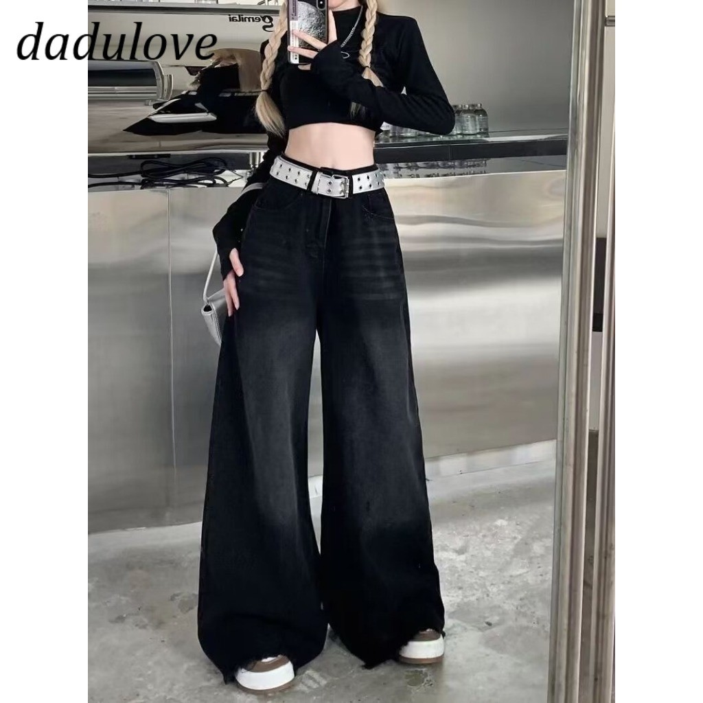 DaDulove New American Ins High Street Retro Jeans Niche High Waist Loose Wide Leg Pants Large Size Trousers