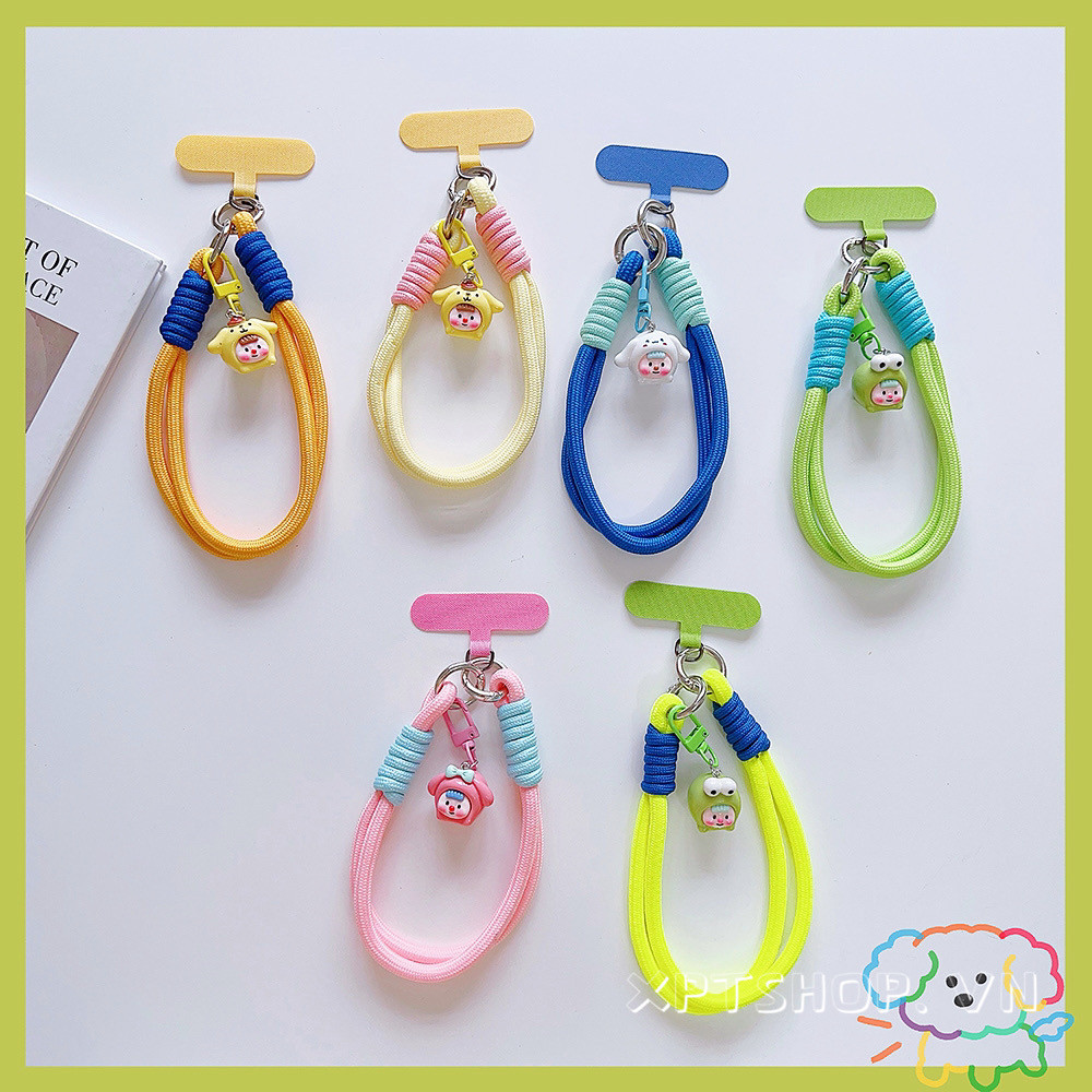 Dopamine Sanrio ตุ ๊ กตา Handmade ทอจี ้ หนาและทนทานโทรศัพท ์ กลับคลิปสั ้ นแขวนเชือกข ้ อมือโทรศัพท ์ แขวนเชือก