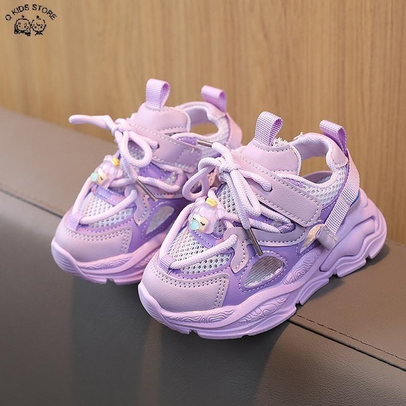 Children Sports Shoes Boys Girls Mesh Breathable Lightweight Running Shoes Student Cartoon Kick-Proo