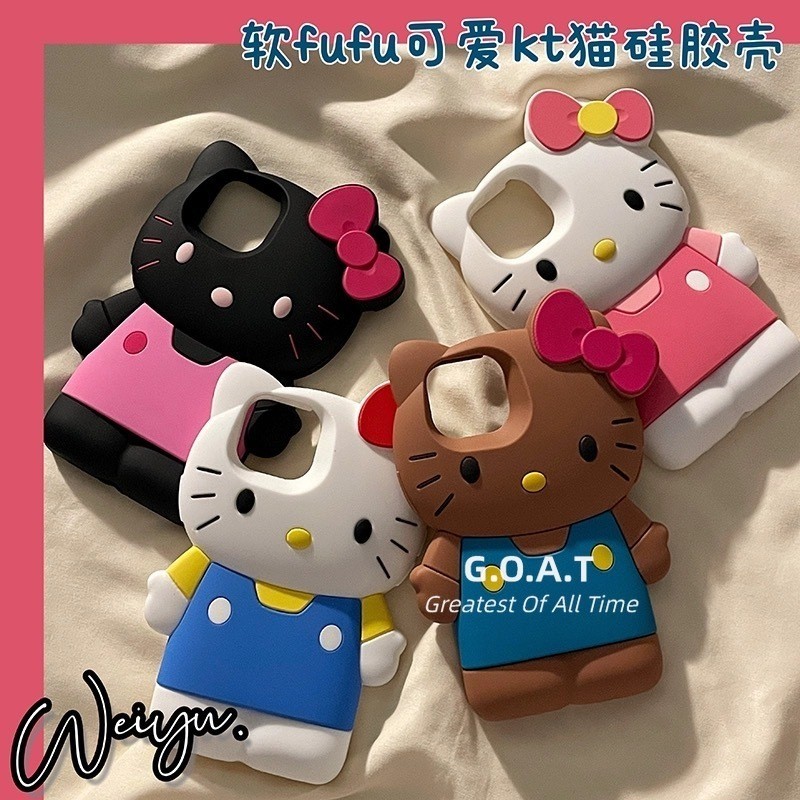 🚀G.O.A.T 😻น ่ ารักการ ์ ตูน 3D Multi-สีHelloลูกแมวขั ้ นสูงซิลิโคนป ้ องกันการล ่ มสลายจะไม ่ สกปรกส
