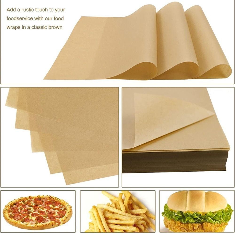 Epoch 100 ชิ้น Deli Wax Paper Sheet, Greaseproof Disposable Sanwich Wrappering Paper, Cookie Mats กระดาษห่ออาหารสีน้ําตาล - รูปที่ 3