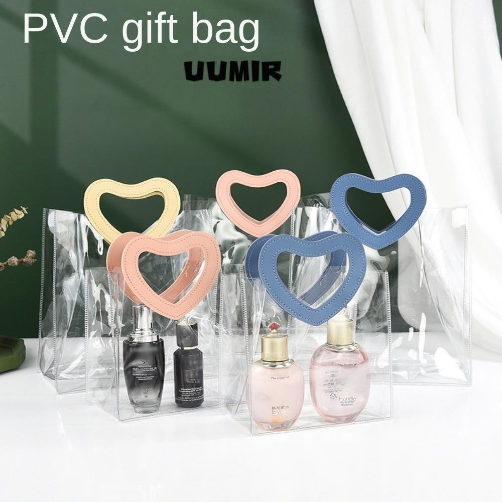 UUMIR กระเป๋าช้อปปิ้ง PVC ใส ทรงหัวใจ กันน้ํา