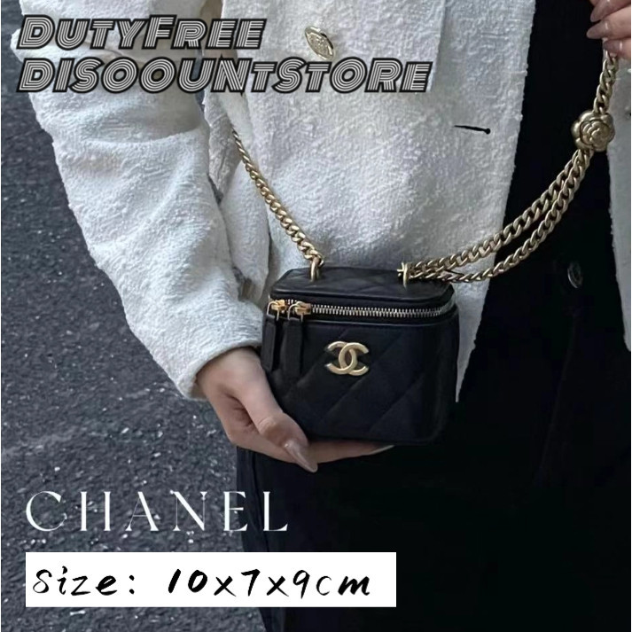 2023 สไตล์ใหม่/Chanel/Camellia Series/กระเป๋ากล่องสี่เหลี่ยม/กระเป๋าสะพายข้าง/ขนาดเล็ก/ขนาดกลาง