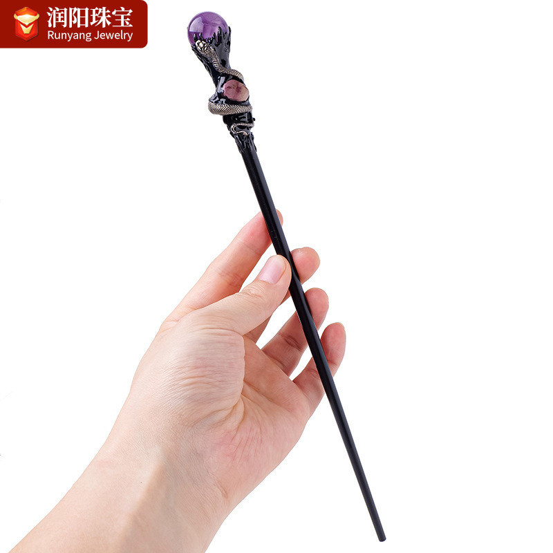 Cross-border คริสตัลธรรมชาติ Ball Scepter DIY Handmade หินกึ ่ งมีค ่ าฮาโลวีน Magic Wand Fairy Wand Props ขายส ่ ง