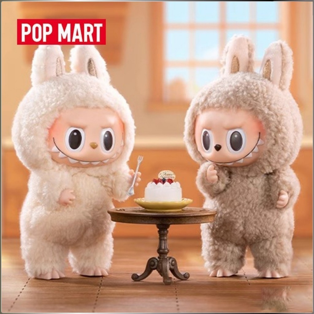 Popmart ของแท้ ฟิกเกอร์ Labubu Heart Macaron Series toffee blindbox 100% genuine