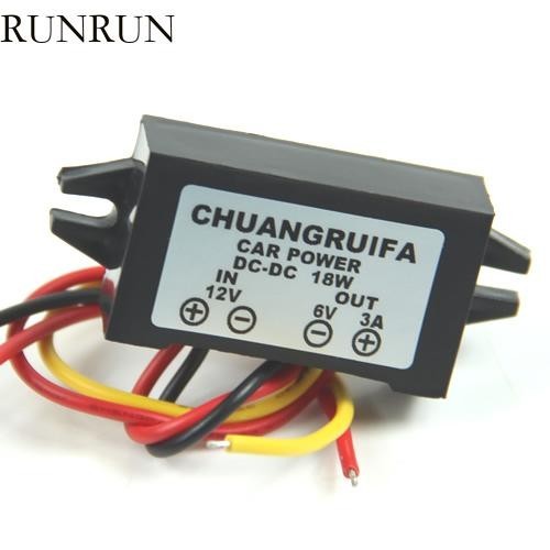 Run ตัวแปลงกันน้ํา 12V ขั้นตอนลงถึง 6V 18W สูงสุด 3A สําหรับ DC สําหรับแหล่งจ่ายไฟ DC N