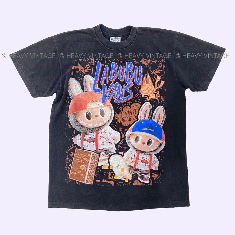 ใหม่ LABUBU VANS ลาบูบู้ ฟอกไบโอ ป้ายBootleg แท้ เสื้อวินเทจ ลายการ์ตูน arttoy popart heavy vintage 