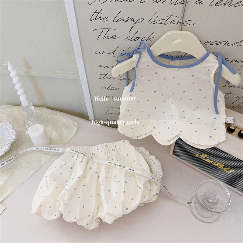 สาวฤดูร ้ อนสด ชุดเด ็ กฤดูร ้ อนบางน ่ ารักเสื ้ อกั ๊ กกางเกงขาสั ้ นฤดูร ้ อนชุดสองชิ ้ น