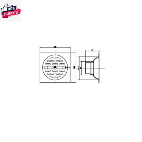 HAFELE 485.61.219 ตะแกรงระายน้ำ กันกลิ่น 4" ท่อ 2"-3" ตะแกรงน้ำทิ้ง ฟลอร์เดรน กันกลิ่น สแตนเลส 304 F
