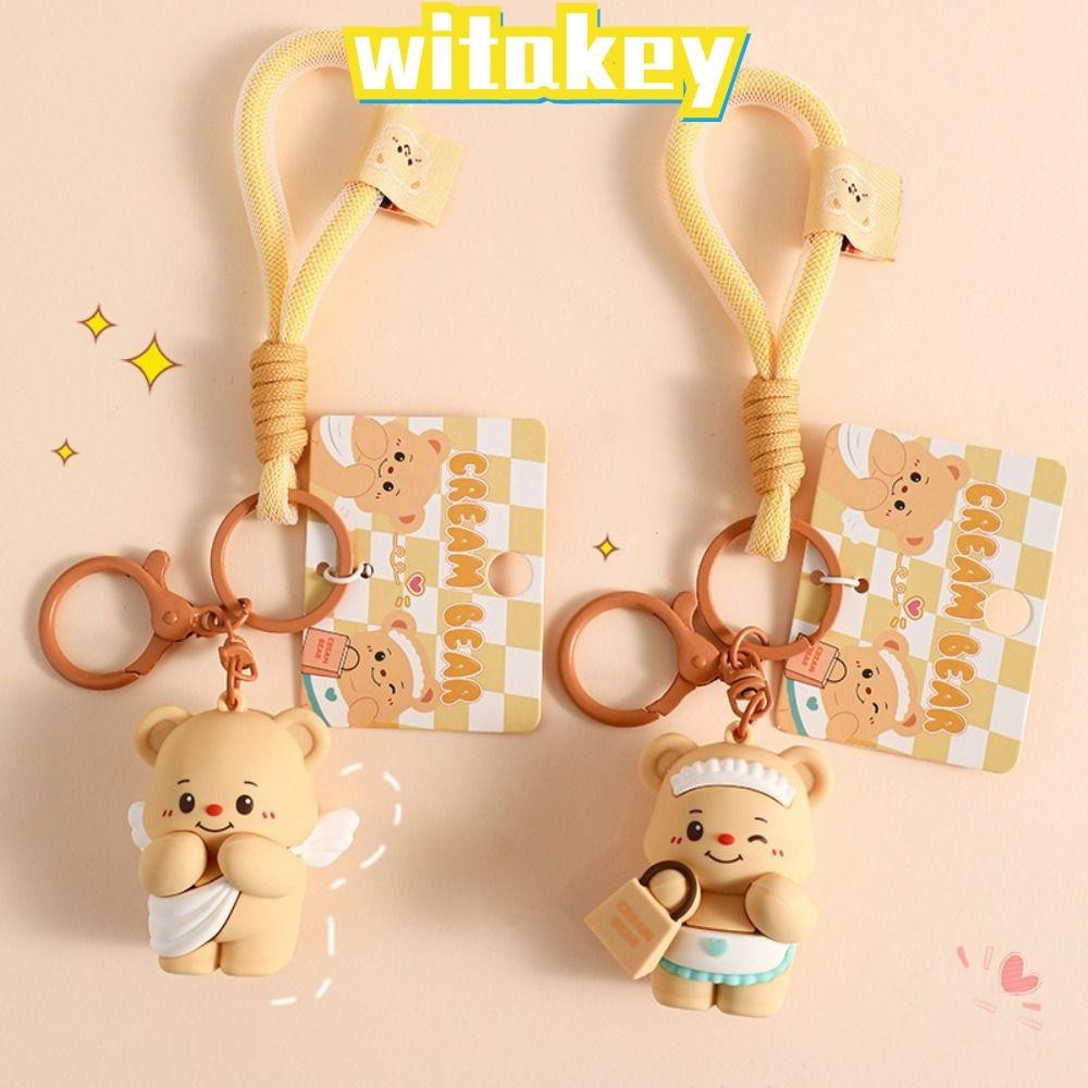 Witakey Butter Bear พวงกุญแจของเล ่ น PVC จี ้ ตุ ๊ กตาของขวัญการ ์ ตูน Beige กระเป ๋ า Charms