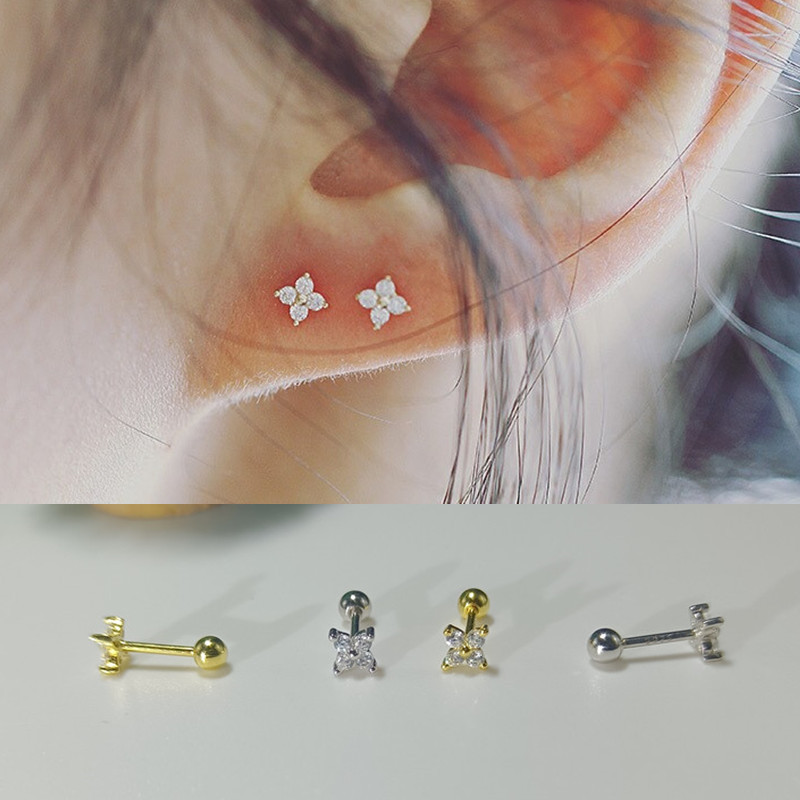 2024 ใหม ่ ต ่ างหูสตั ๊ ดสําหรับผู ้ หญิงชุด Mini Helix ต ่ างหู Clover Zircon ต ่ างหูสําหรับเด ็ กอุปกรณ ์ เสริมเครื ่ องประดับ
