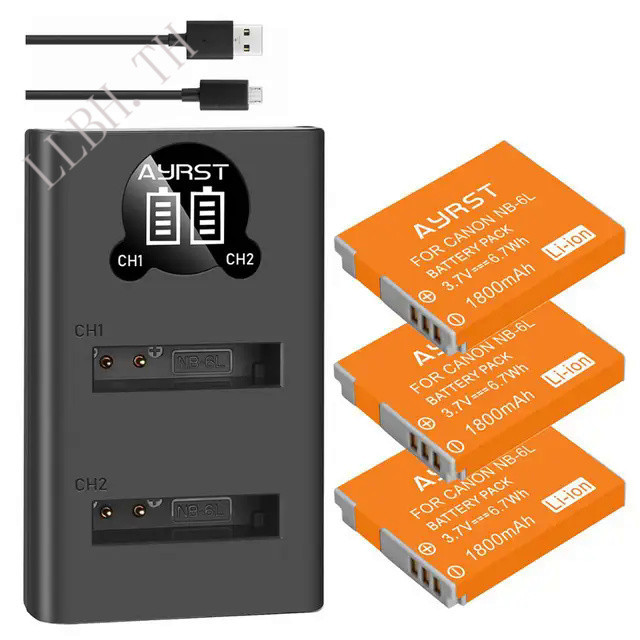 1800mAh NB-6LH NB-6L camera battery + USB Charger for Canon PowerShot D10 D20 D30 S90 S95 SX260 SX28