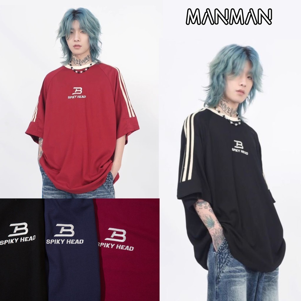 MANMAN เสื้อยืดผู้ชายสไตล์เกาหลีแมทช์ง่ายแมทช์ง่ายคอกลมแขนสั้น