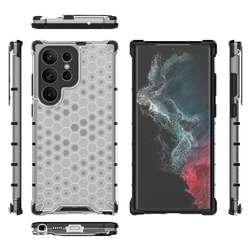 หรูหรารังผึ้ง Heavy Duty เกราะกันกระแทกเคสโทรศัพท์สําหรับ Samsung S24 S23 S22 S21 S20 Ultra Plus S23FE Note20 Ultra 10 Plus โปร่งแสงถุงลมนิรภัย Drop ป้องกัน Hard Cover