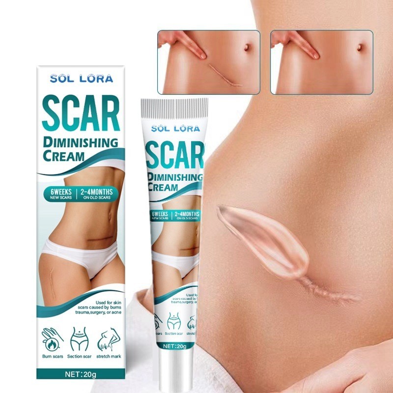 พร ้ อมสต ็ อก SOL LORA Cross-Border Light Scar Gel Acne Mark Burn Surgical Scar Cut Palace Production Scar Post-Pregnancy Post-operative Herbal Care Cream 3wo