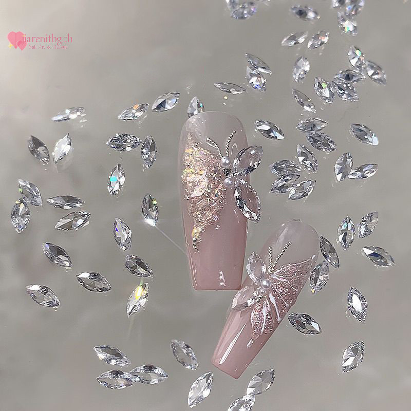 Renbg 20 ชิ้นเงาเพทายเล็บ Rhinestone Ch เล็บอัญมณีสําหรับ 3D ตกแต่งเล็บ Glitter เล็บเล็บ Decal TH
