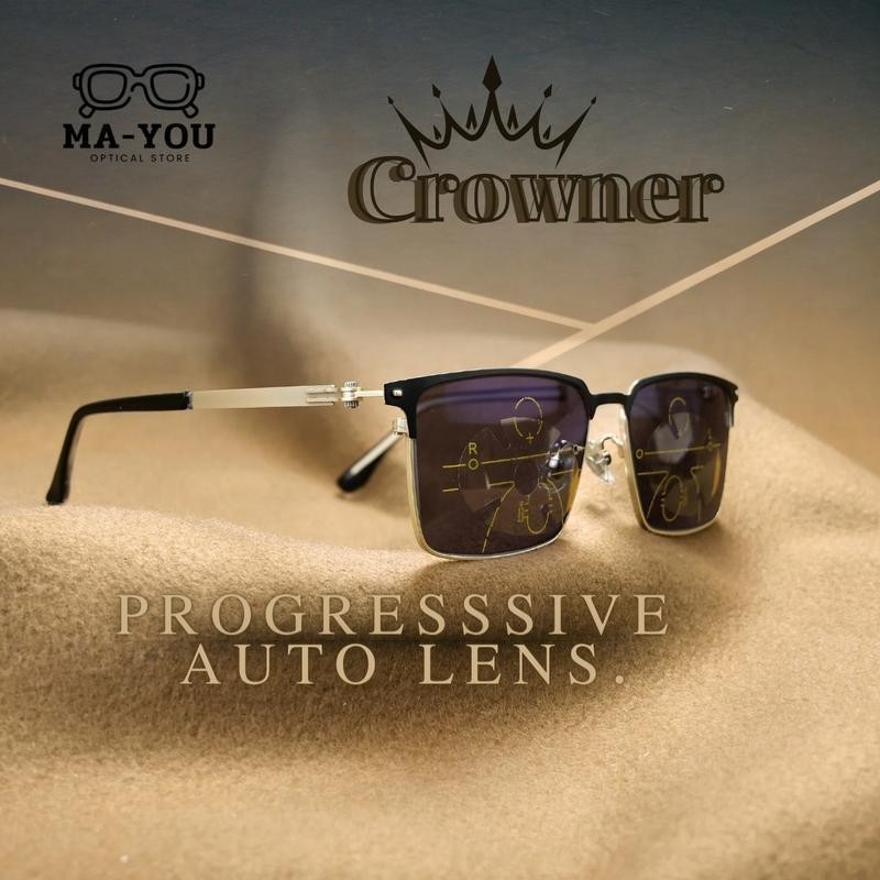 Crowner แว่นสายตายาวกรอบ ไทเทเนียม Titanium IP 8125 รุ่น คราวเนอร์ แว่นสายตายาวโปรเกรสซีฟเลนส์AUTO เลนส์ไร้รอยต่อ เบา