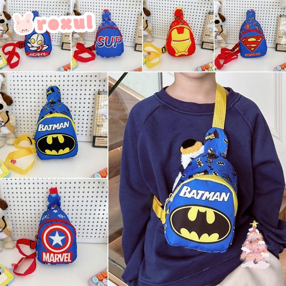 Roxul 1 ชิ้นเด็กกระเป๋าสะพาย, Spiderman Superman Plush กระเป๋าหน้าอก,ทนทานแบบพกพา Messenger กระเป๋าเป้สะพายหลังการ์ตูน Crossbody กระเป๋าสําหรับชายเด็กเด็ก