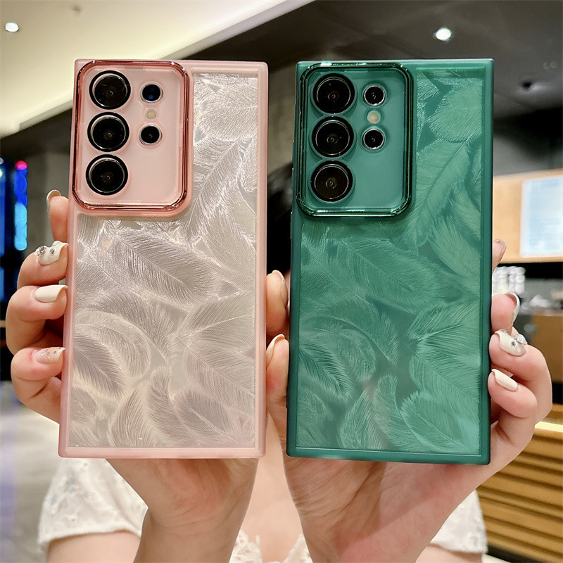 เคสแฟชั่นสำหรับ Vivo Y200 Y100 Y35 Y22 Y22s Y02 Y02s Y21 Y21s Y33s Y15a Y15s S1 Pro เคสนิ่มฟิล์มเลนส์ขนนกเงา
