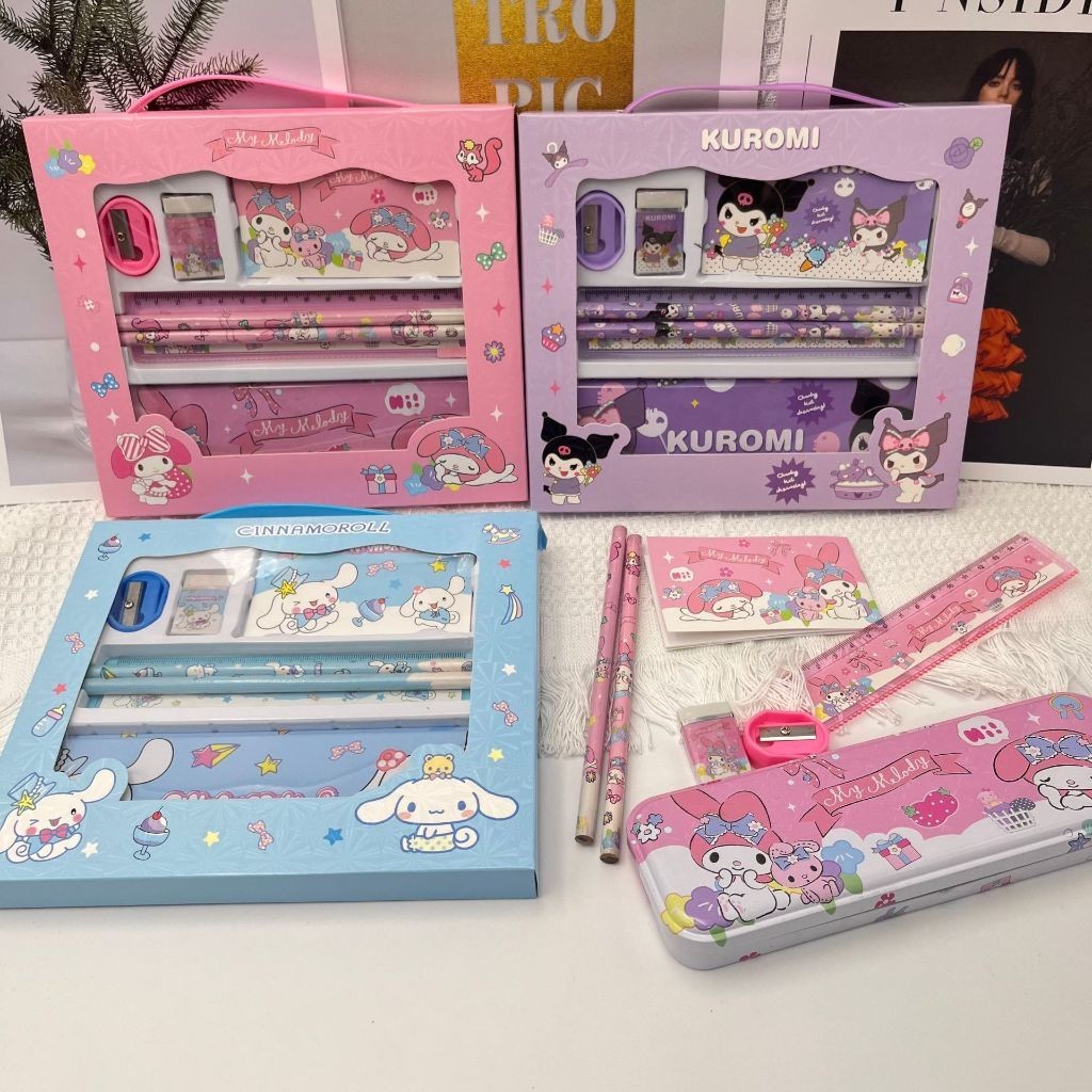 ชุดเครื่องเขียน 6in1 PENCIL BOX Kur แพ็คเกจการเรียนรู้ Kur ชุดเครื่องเขียน MELO CINNAMO ATK-STAT-SET