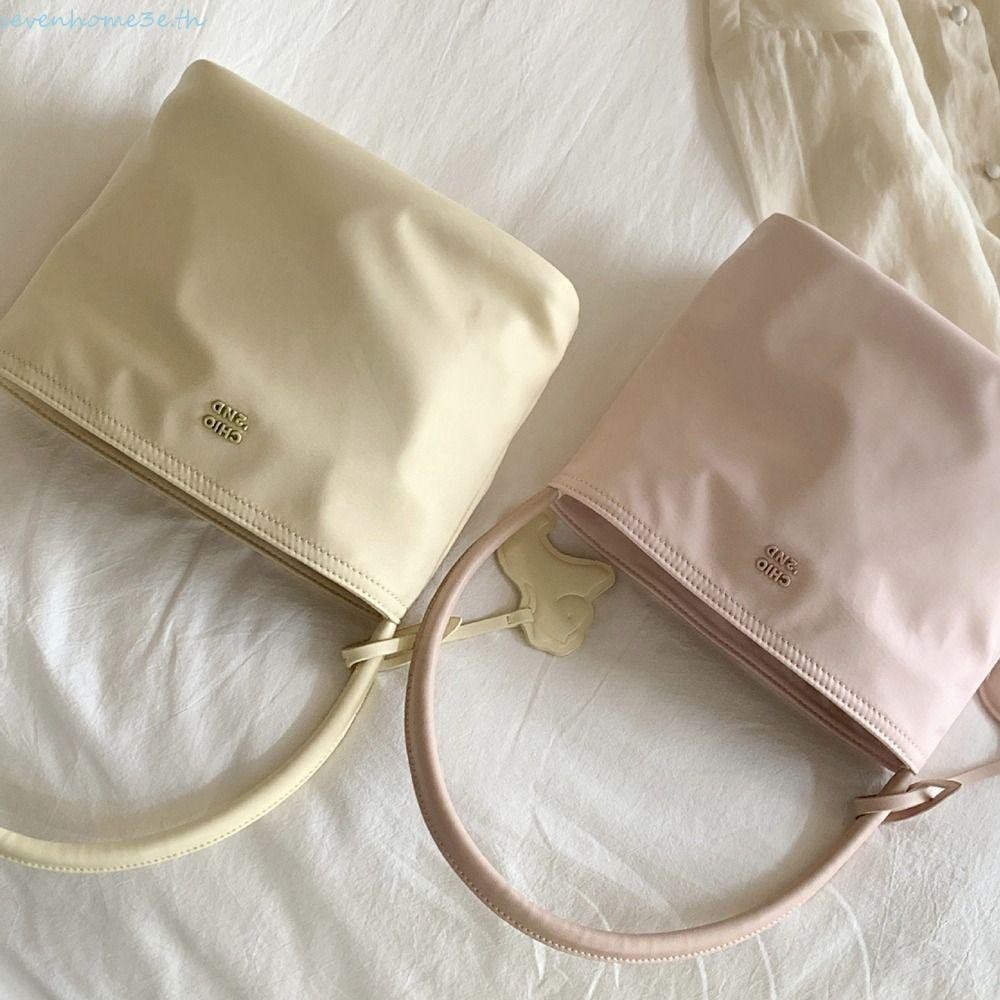 Sevenhome3e กระเป๋าโท้ทไนลอน, กระเป๋าถือสไตล์เกาหลี Letter Underarm Bag, Simple Pure Color Large Capacity All-match Oxford Cloth Shoulder Bag Travel