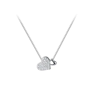 925 เงินเพทายรักสร ้ อยคอผู ้ หญิงคุณภาพสูง Clavicle Chain อุปกรณ ์ เสริมของขวัญขายส ่ ง